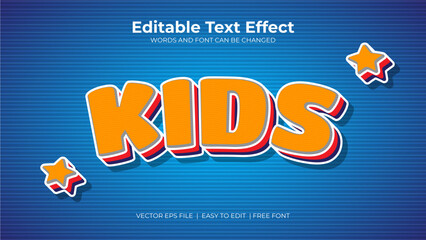 Wall Mural - Kids text effect in 3d style orange color