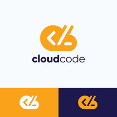 coding logo, cloud logo, technology company logo