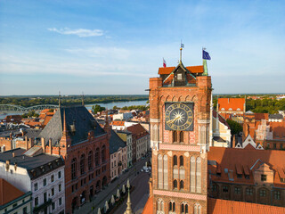 Wall Mural - Torun. Aerial View of Old Town  Hall in Torun. Historical Buildings of the Medieval City of Torun. Kuyavian-Pomeranian Voivodship. Poland.