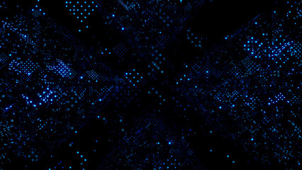 Wall Mural - Abstract Blue lights glowing symbols Effect.Futuristic big data information.,3D model and illustration.