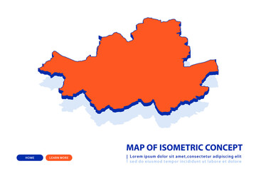 Wall Mural - Orange map of Seoul on white background. Vector modern isometric concept greeting Card illustration eps 10.