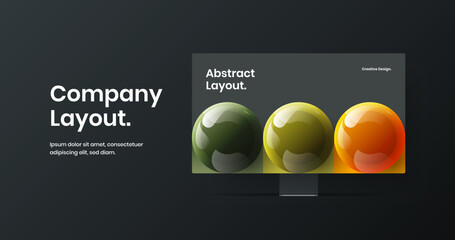 Minimalistic landing page design vector template. Premium computer monitor mockup website screen layout.