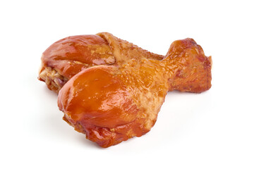 Sticker - Smoked chicken leg, isolated on white background.