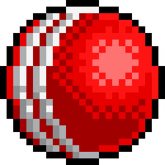 Wall Mural - Cricket Ball Pixel Art Eight Bit Sports Game Icon