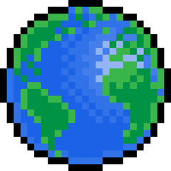 Wall Mural - World Earth Globe Eight Bit Pixel Art Game Icon