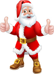 Canvas Print - Santa Claus Thumbs Up Christmas Cartoon Character