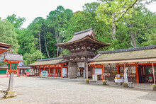 Romon Gate Of The Isonokami Jingu Shrine In Nara, Importtant Cultural Property Of Japan.