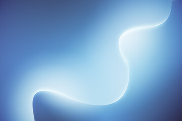 Poster - Creative blue wave line light background. 3D Rendering.