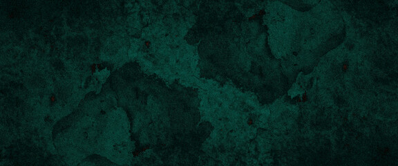 Wall Mural - dark green old concrete wall surface with grunge texture for background. black, green watercolor gru