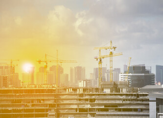 Wall Mural - Crane construction for urban building.