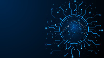 Abstract cloud technology circuit board. Large data center concept. modern cloud storage technology innovation concept background
