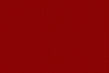 Texture Of Knitted Fabric. Cozy Red Knitting Pattern