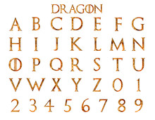 Dragon Gold Fantasy Alphabet On Transparent Background