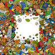 © balabolka - Ukraine cartoon vector doodles frame.