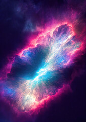 Wall Mural - illustration of a space cosmic background of supernova nebula and stars, glowing mysterious universe