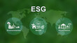 ESG concept of environmental, social and governance icons, corporate sustainability performance for investment screening.