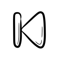 Leinwandbilder - Rewind icon for music and video hand drawn. Button in doodle sketch style. A simple doodle drawing scheme. Vector illustration.