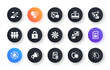 Minimal set of Video conference, Video file and Contactless payment flat icons for web development. Like, Lock, Group icons. Versatile, Certificate, Discounts web elements. Vector