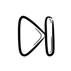 Leinwandbilder - Music and video rewind icon, hand drawn. Start play button in doodle sketch style. A simple doodle drawing scheme. Vector illustration.
