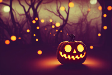 Wall Mural - October Scary Spooky Halloween Pumpkin Jack O Latern Fun  Cute Decor 
