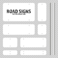 Wall Mural - various road, traffic signs. highway signboard on a chrome metal pole. blank white board with place 