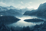 Fototapeta Góry - A beautiful lake in the mountains