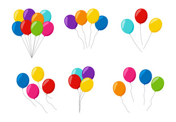 Wall Mural - Set of colorful helium balloons