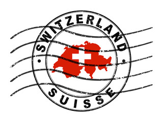 Wall Mural - Map of Switzerland, Postal Passport Stamp, Travel Stamp