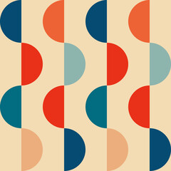 Wall Mural - Retro groovy seamless pattern with semicircle in the style of the 70s and 60s. Vector illustration