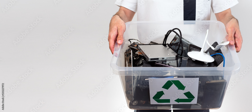 Hazardous E-Waste Recycling. Household electrical and scrapped ...