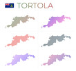 Tortola dotted map set. Map of Tortola in dotted style. Borders of the island filled with beautiful smooth gradient circles. Amazing vector illustration.