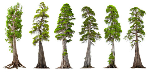 Wall Mural - cypress trees, collection of evergreen conifers