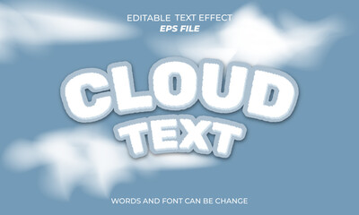 Poster - cloud text effect, font editable, typography, 3d text. vector