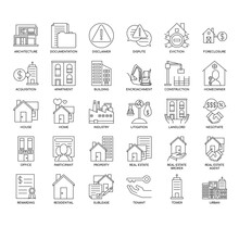 Set Of Real Estate Thin Line Icons For Any Web And App Project.