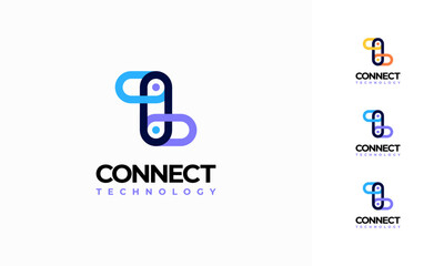 Wall Mural - link connection technology logo designs concept vector, digital link logo template vector