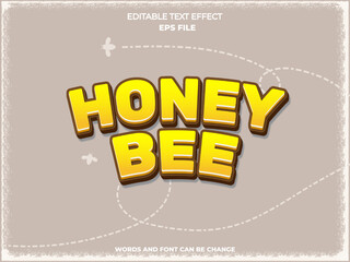 Poster - honey bee text effect, font editable, typography, 3d text. vector template
