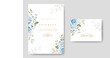 © retno - Navy Blue Floral Wedding Invitation Card