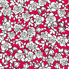 Wall Mural - Seamless pattern with a beautiful bouquet of roses,