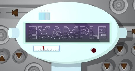 Poster - Robot Eye Showing Example Text. Animated video. Future Robotics Cartoon Animation.