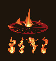 Poster - five fires flames icons