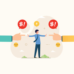 conflict management, man stop conflict or stop fighting. leadership skill to compromise and solving 