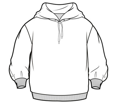 unisex oversized hoodie flat sketch vector illustration.