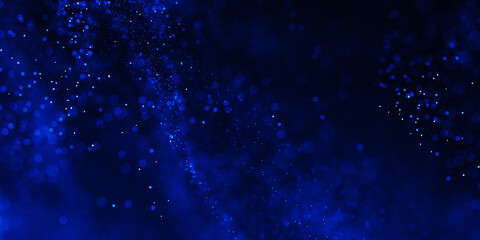 Poster - Abstract particle background. Blue dots background. Dust particles. abstract background with blue particles on black. Glowing magical lights, sparkling glittering effect.