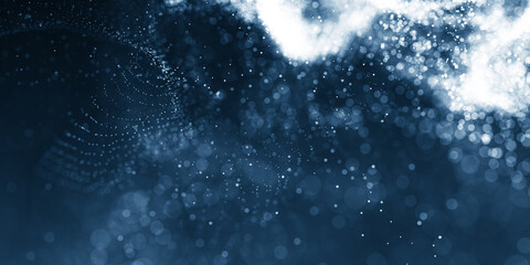 Poster - Abstract particle background. Blue dots background. Dust particles. abstract background with blue particles on black. Glowing magical lights, sparkling glittering effect.