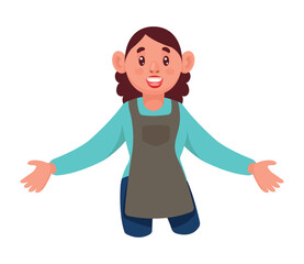 Poster - female barista with apron