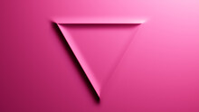 Minimalist Background With Embossed 3D Shape. Pink Gradient Surface With Raised Triangle. 3D Render.
