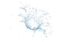 3d Clear Blue Water Scattered Around, Water Splash Transparent,. 3d Render Illustration