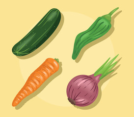 Canvas Print - four fresh vegetables icons