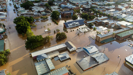 flood water in city of lismore nsw australia, 2022