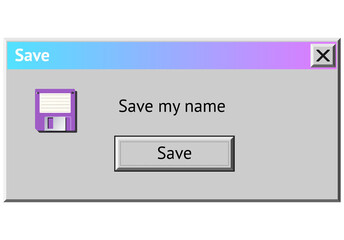 Poster - abstract vaporwave aesthetics dialogue window with 90s style system message